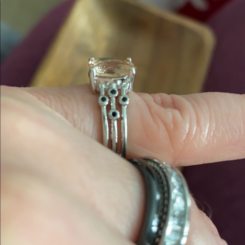 Morganite And Bezel Set Spinel Ring - Picture 13 of 15